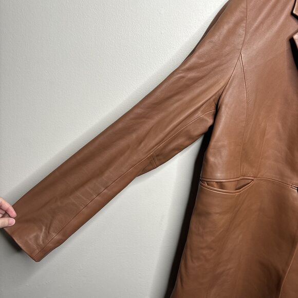 Lewit Leather Blazer Jacket Women's Size 1 Brown Single Button - Picture 2 of 16